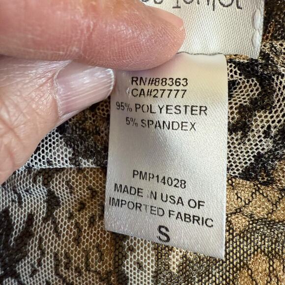 Jordan Taylor Animal Print Sheer Tunic Small 3/4 Sleeve Snake Mobwife Sexy - Picture 7 of 11